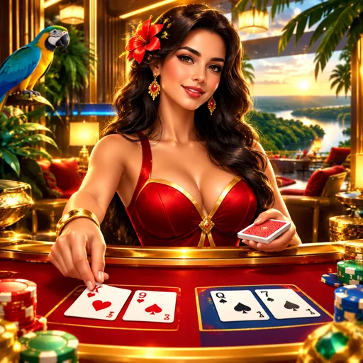 Mesa de baccarat ao vivo com cartas de Player e Banker sobre o pano